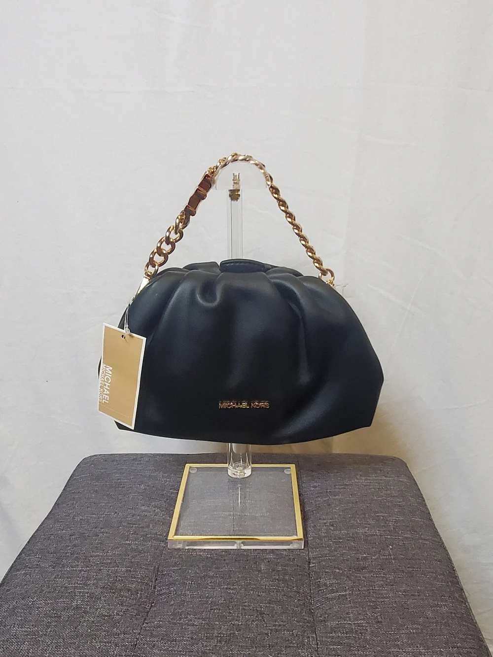 NWT Michael Kors Nola Black Bag with Gold Chain Handle